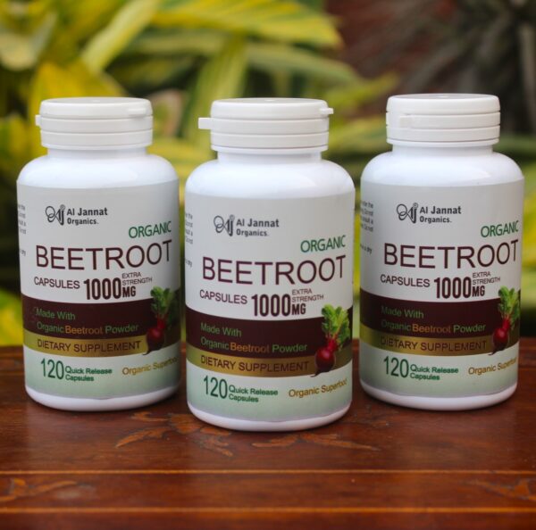 Al Jannat Organic Moringa Oleifera (Suhanjna) Pure Leaf Powder Capsules 1000mg and Beetroot Powder Beetroot Capsules 120’s + 120’s deal